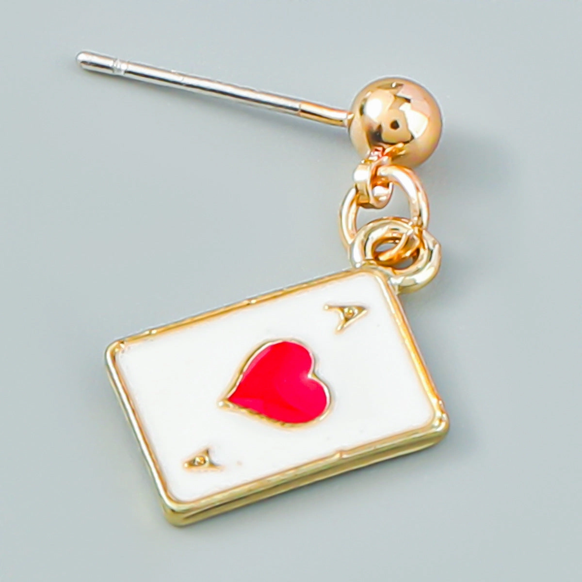 Wholesale Oil Dripping Poker Alloy Earrings