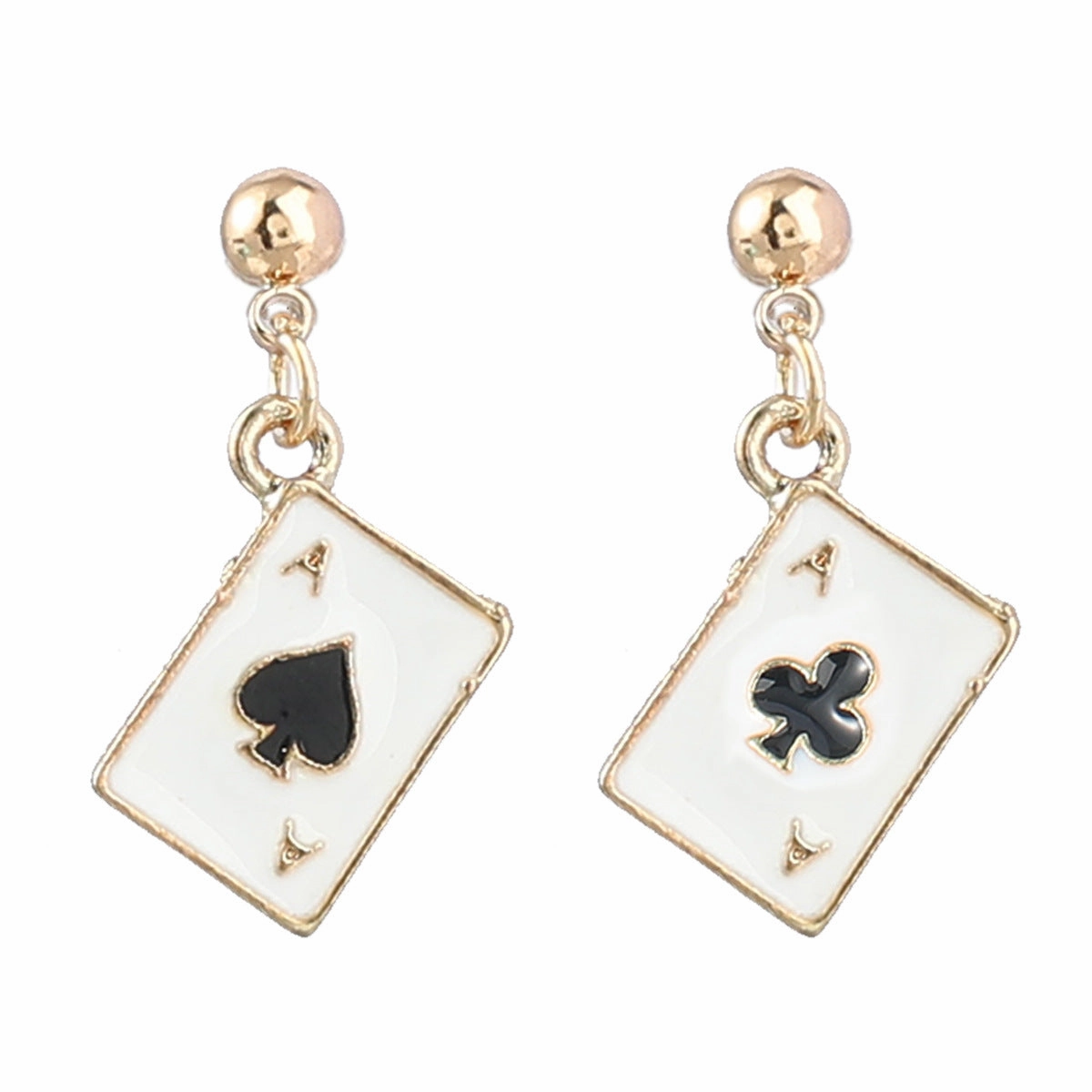 Wholesale Oil Dripping Poker Alloy Earrings