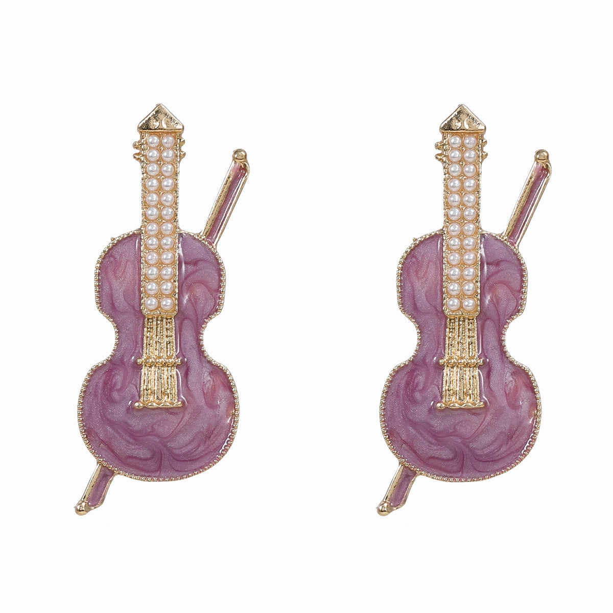 Wholesale Oil Dripping Violin Earrings