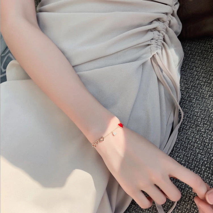 Wholesale Oil Drop Heart Pendant Zircon Alloy Bracelet