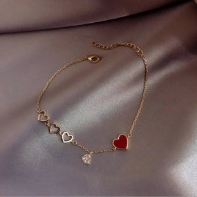Wholesale Oil Drop Heart Pendant Zircon Alloy Bracelet