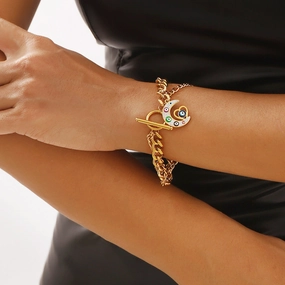Wholesale Oil Drop Palm Demon Eye Titanium Steel Bracelet