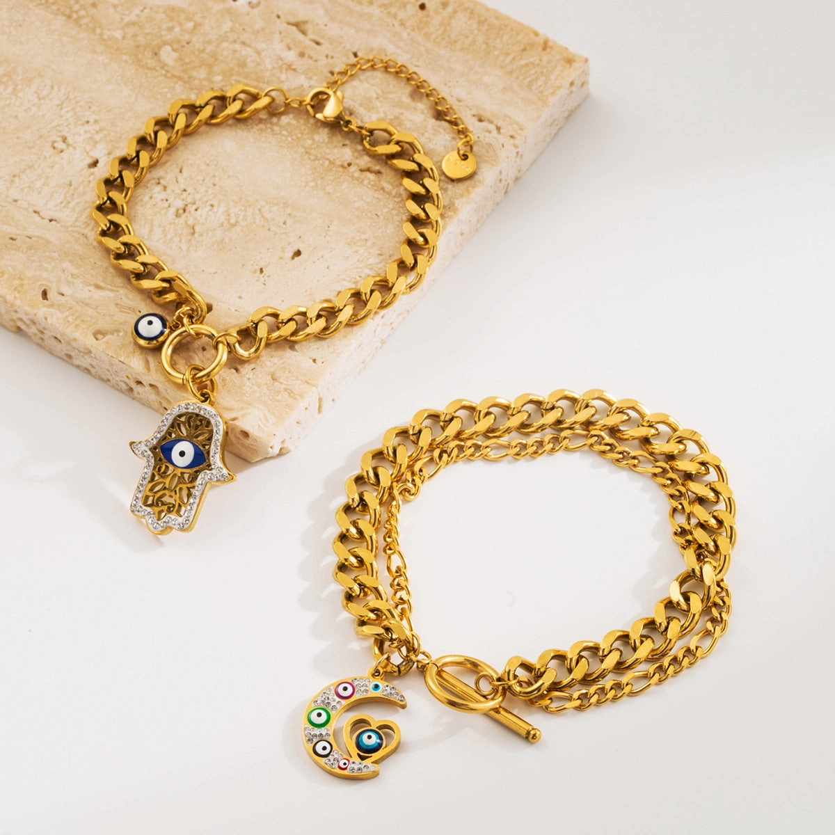 Wholesale Oil Drop Palm Demon Eye Titanium Steel Bracelet