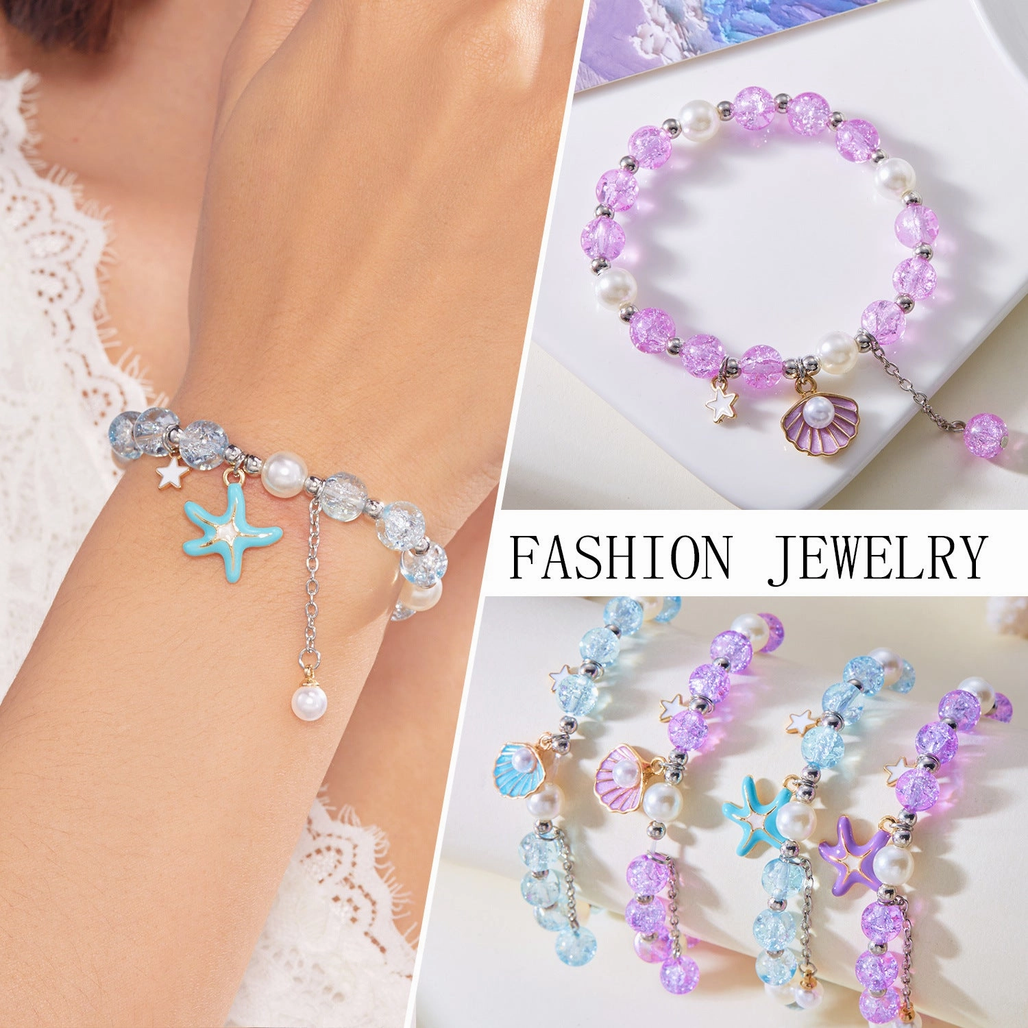Wholesale Oil Drop Shell Pearl Beaded Bell Braided Rope Bracelet