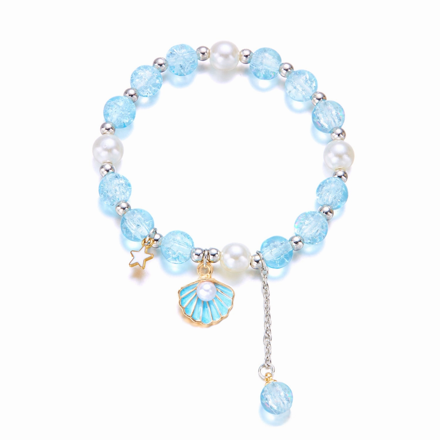 Wholesale Oil Drop Shell Pearl Beaded Bell Braided Rope Bracelet