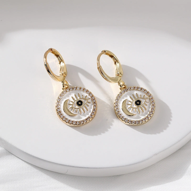 Wholesale Oil Drops Devil's Eye Micropaved Zircon Copper Earrings