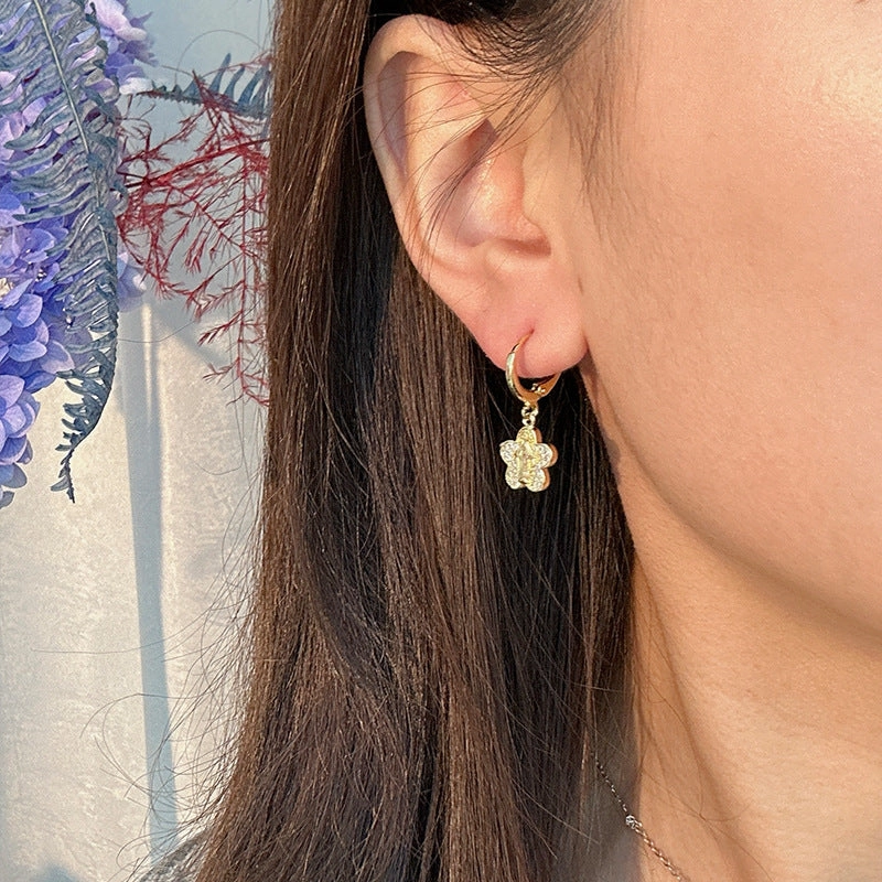 Wholesale Oil Drops Heart Flowers Copper Earrings