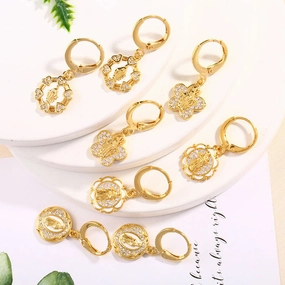 Wholesale Oil Drops Heart Flowers Copper Earrings