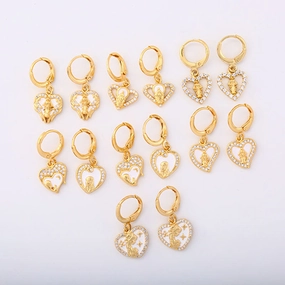 Wholesale Oil Drops Love Heart Our Lady Copper Earrings