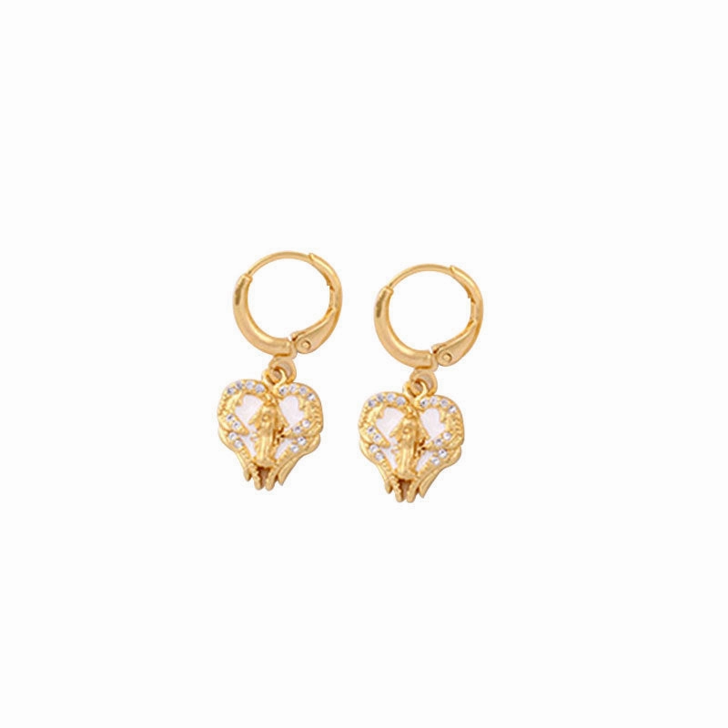 Wholesale Oil Drops Love Heart Our Lady Copper Earrings