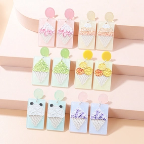 Wholesale Oil Painting Rectangular Ice Cream Acrylic Earrings