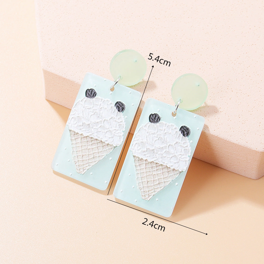 Wholesale Oil Painting Rectangular Ice Cream Acrylic Earrings