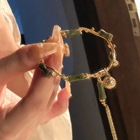 Wholesale Olive Green Bamboo Bell Alloy Bracelet
