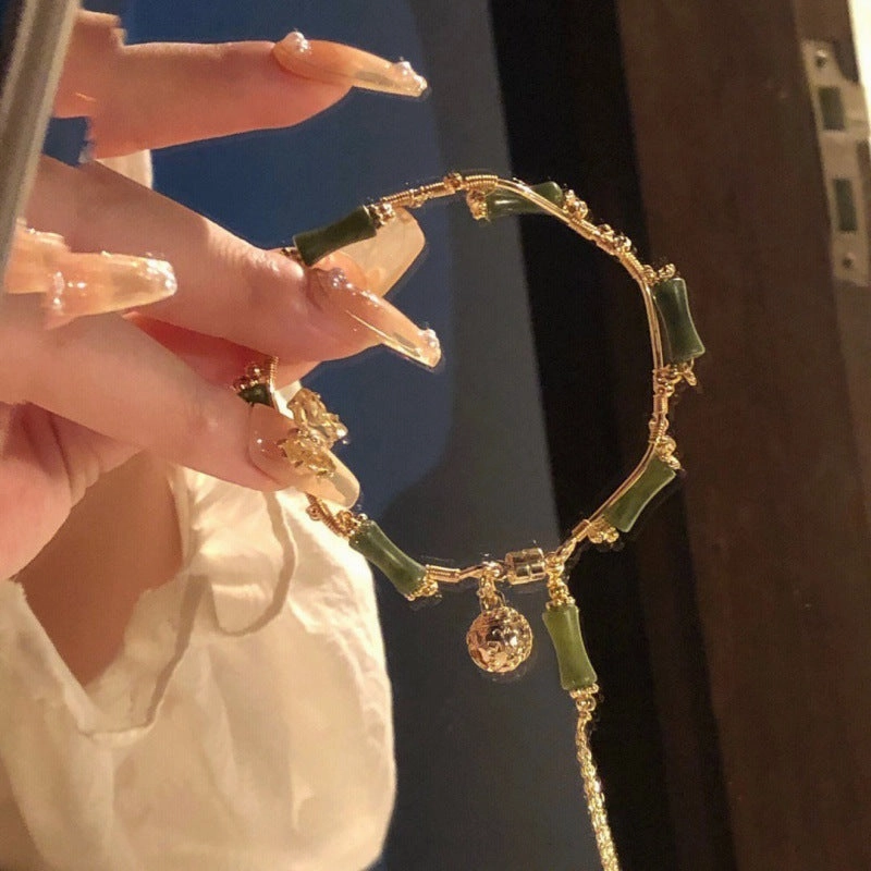 Wholesale Olive Green Bamboo Bell Alloy Bracelet