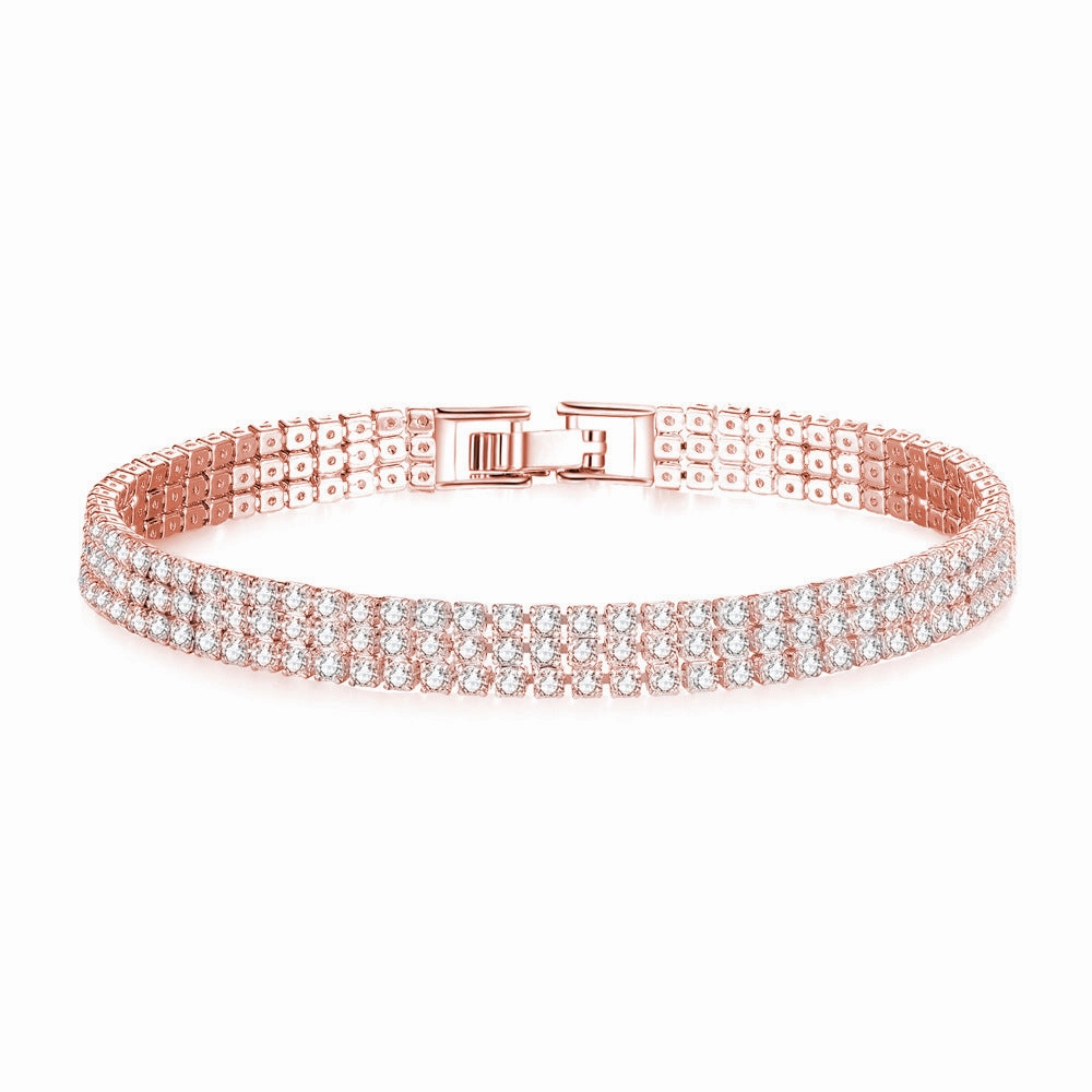 Wholesale One Row Two Rows Three Rows Full Diamond Zircon Couple Bracelet