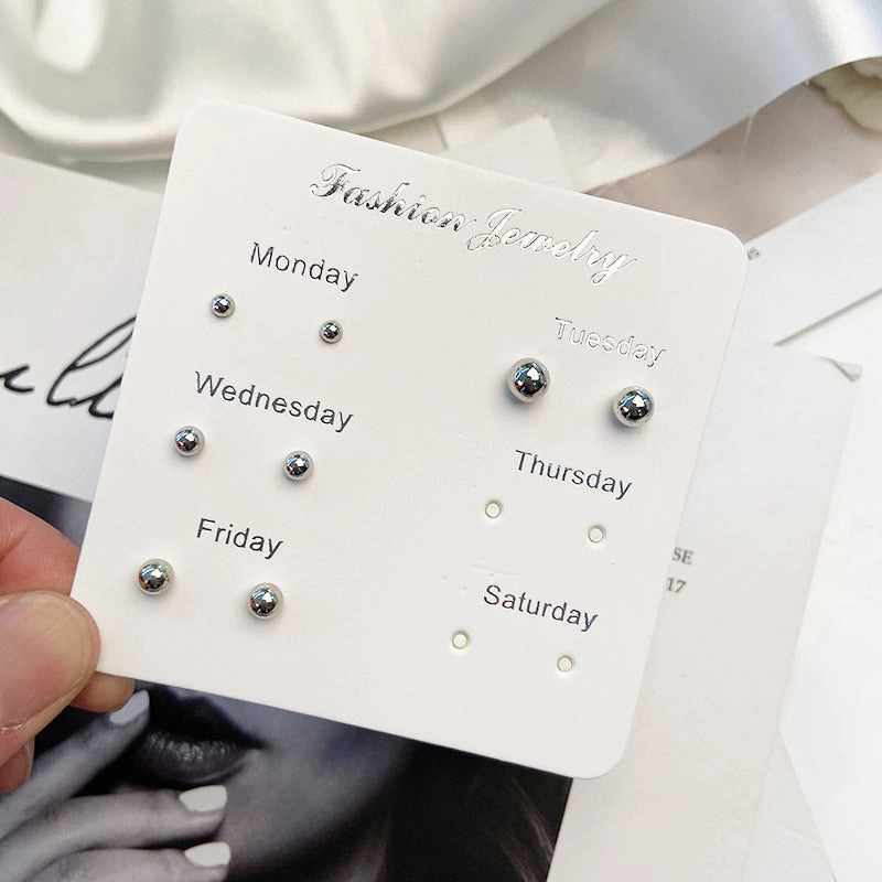 Wholesale One Week Set of 7 Pairs Combo Week Earrings