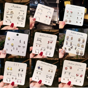 Wholesale One Week Set of 7 Pairs Combo Week Earrings