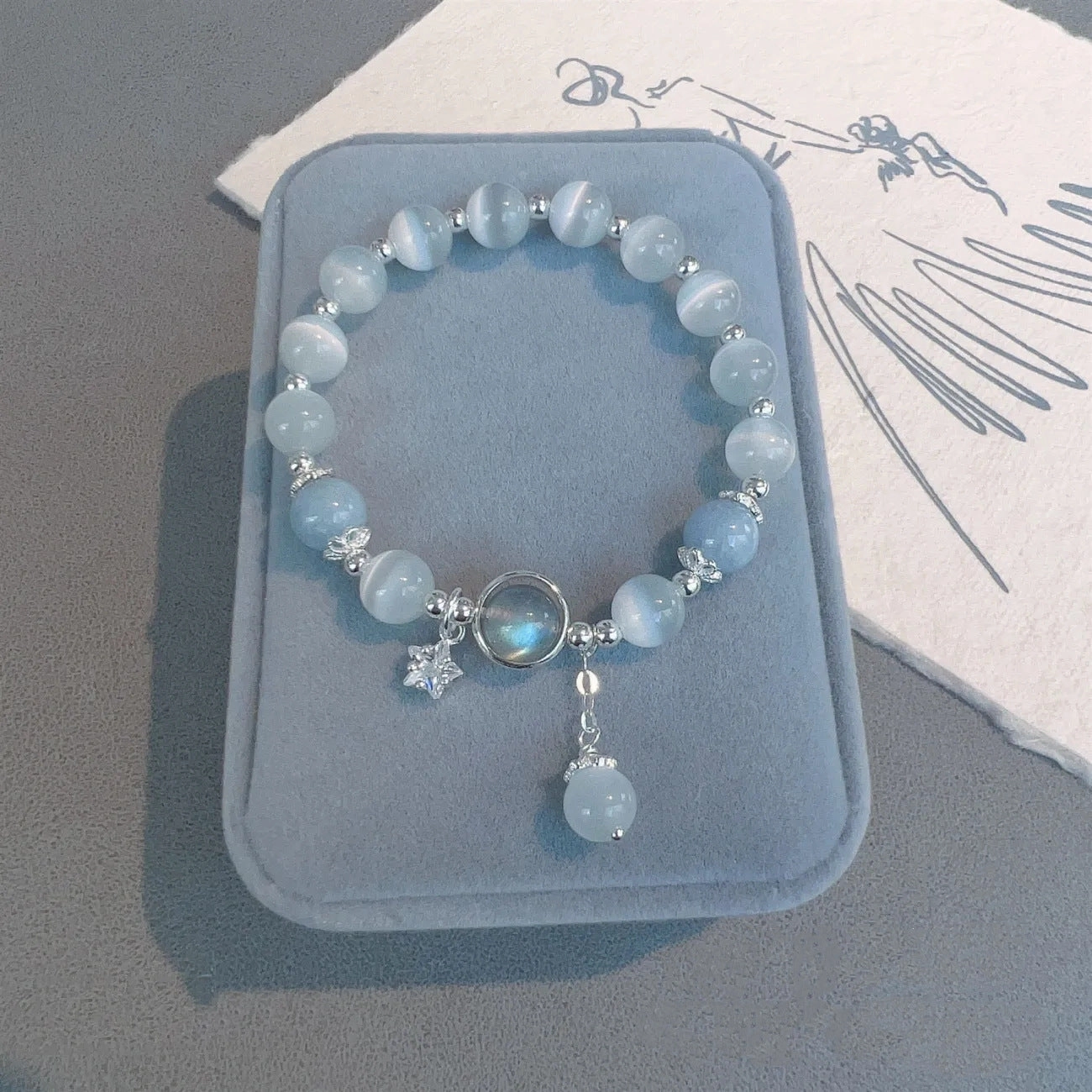 Wholesale Opal Crystal Butterfly Beaded Bracelet