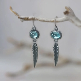 Wholesale Opal Feather Pendant Alloy Earrings