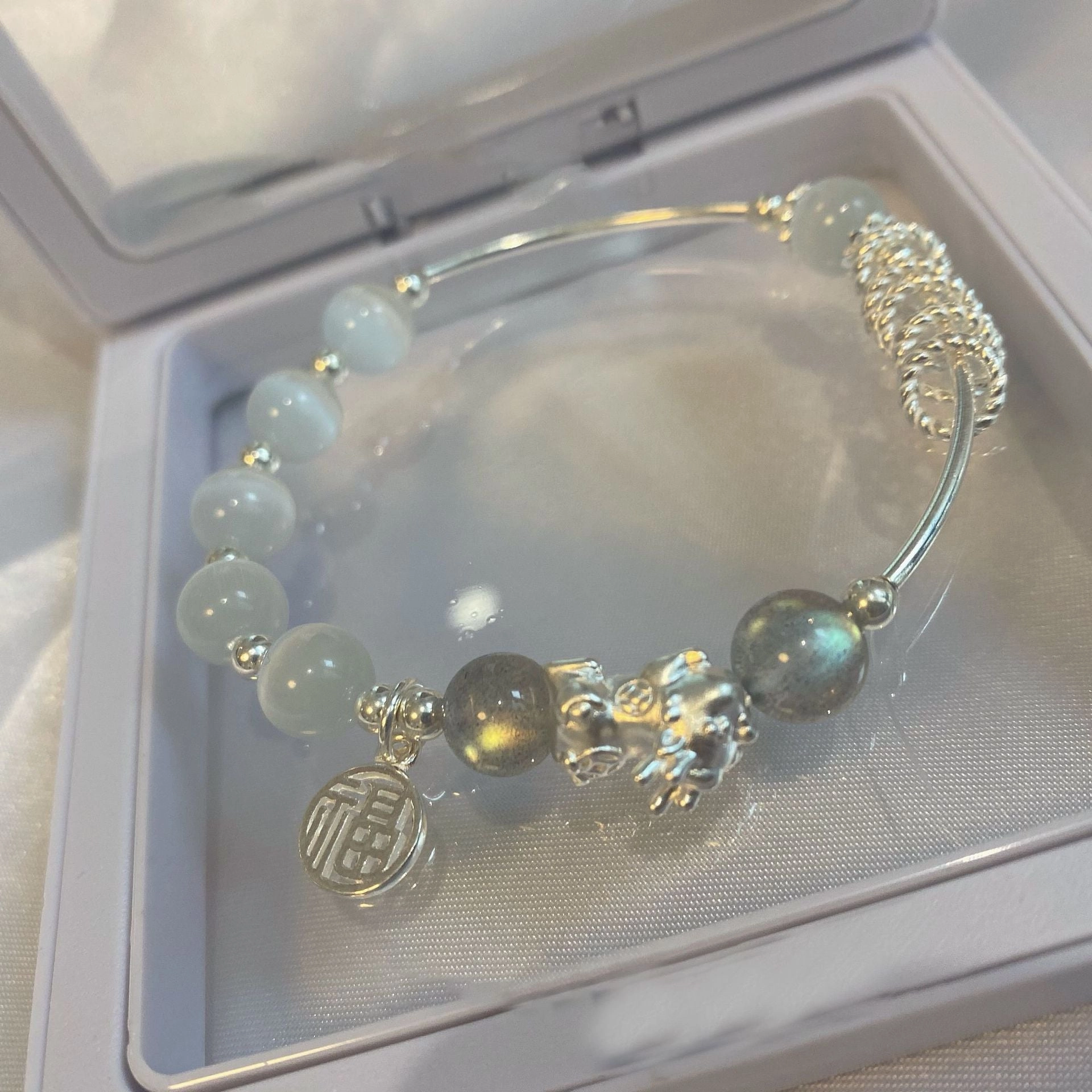 Wholesale Opal Natural Powder Crystal Fortune Brand Pixiu Bracelet