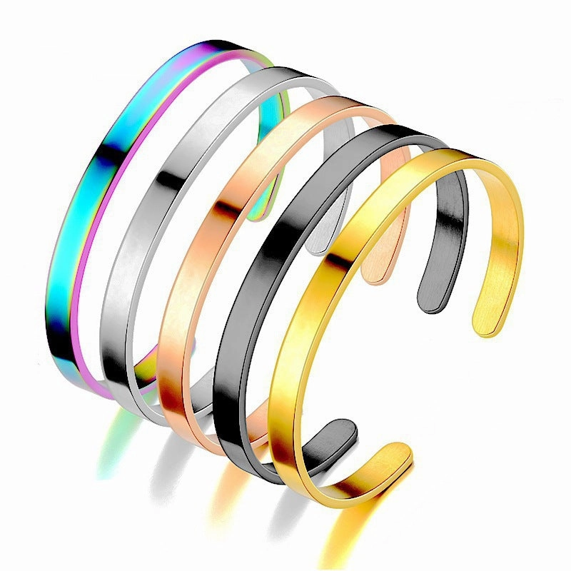 Wholesale Open Adjustable C-shaped Stainless Steel Titanium Bracelet