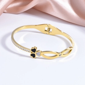 Wholesale Open Bracelet Sparkling Square Diamond Jewelry Love Stainless Steel Gold-plated Bracelet