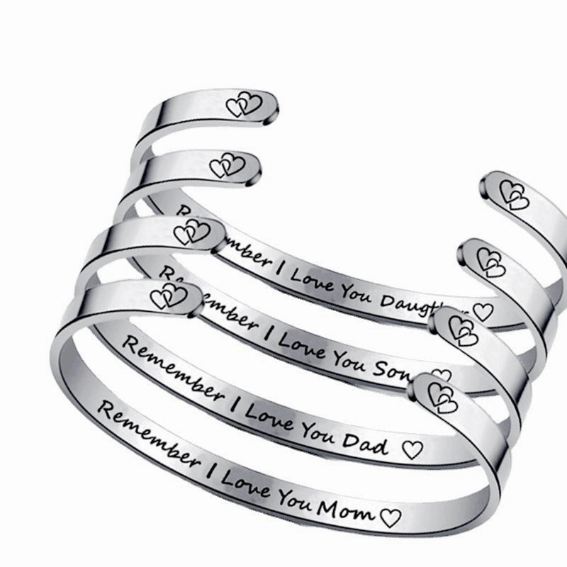 Wholesale Open C Shape Lettering Bracelet Titanium Steel