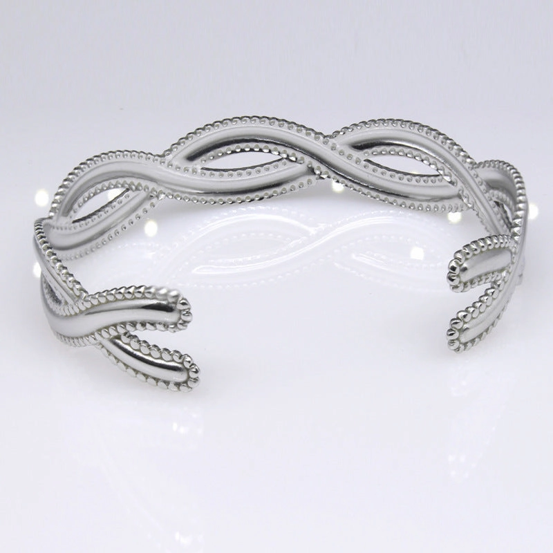 Wholesale Open C Shape Twist Cross Stainless Steel Titanium Steel Bracelet