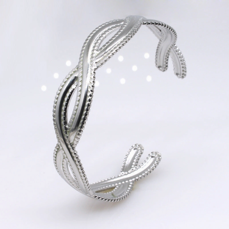 Wholesale Open C Shape Twist Cross Stainless Steel Titanium Steel Bracelet