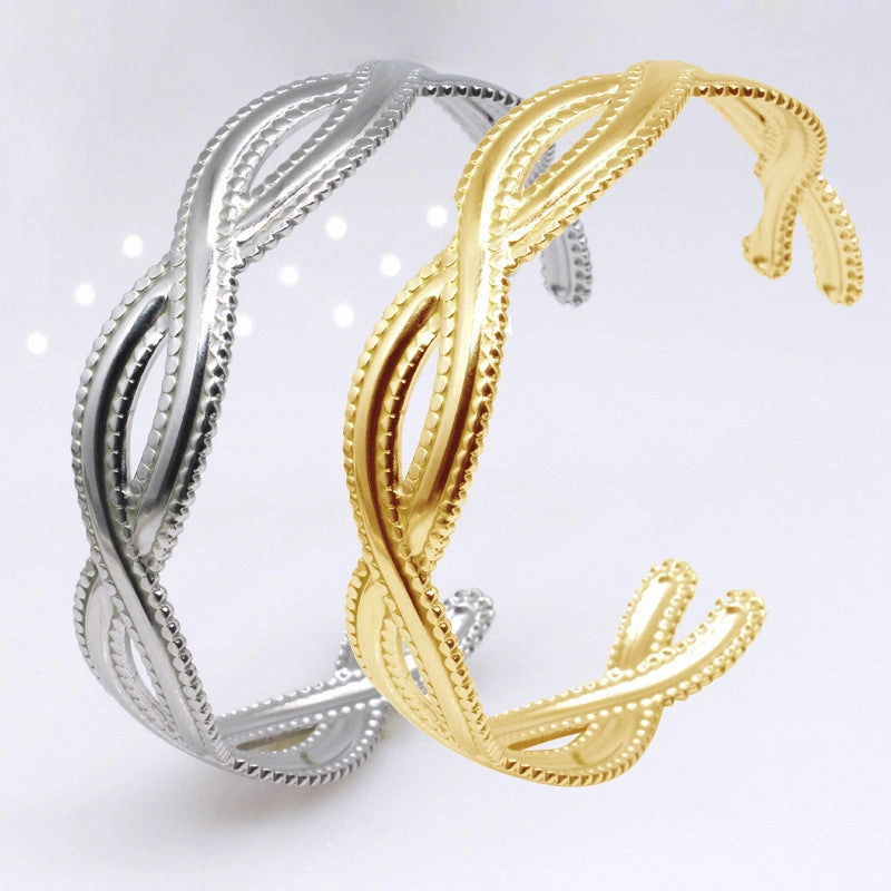 Wholesale Open C Shape Twist Cross Stainless Steel Titanium Steel Bracelet