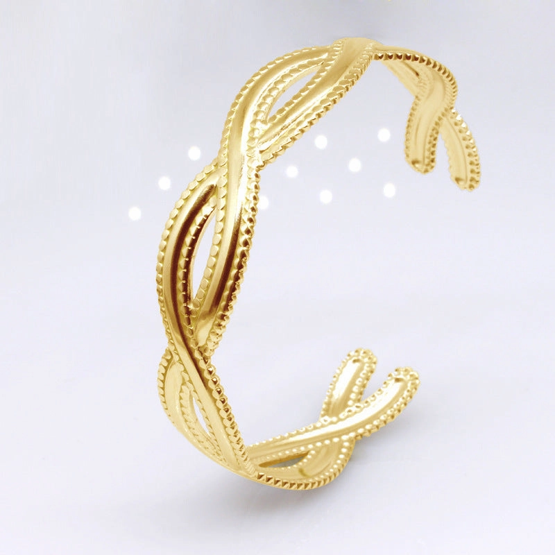 Wholesale Open C Shape Twist Cross Stainless Steel Titanium Steel Bracelet