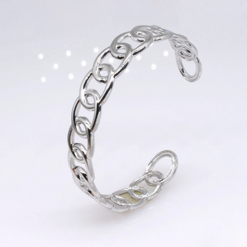 Wholesale Open C-shaped Adjustable Link Stainless Steel Titanium Bracelet