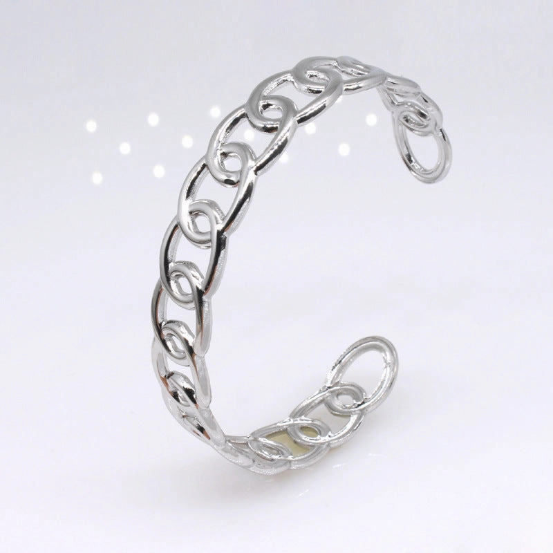 Wholesale Open C-shaped Adjustable Link Stainless Steel Titanium Bracelet