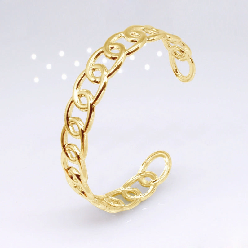 Wholesale Open C-shaped Adjustable Link Stainless Steel Titanium Bracelet