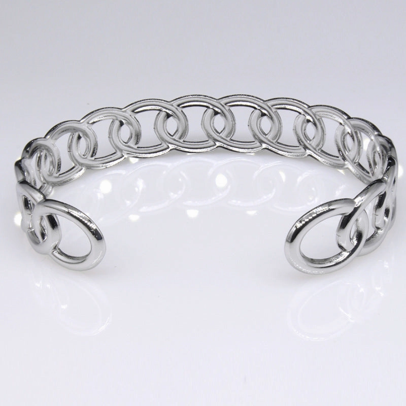 Wholesale Open C-shaped Adjustable Link Stainless Steel Titanium Bracelet