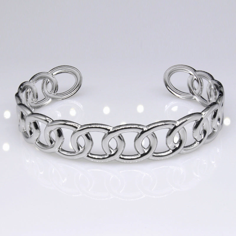 Wholesale Open C-shaped Adjustable Link Stainless Steel Titanium Bracelet