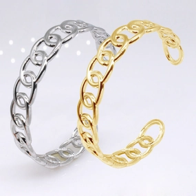 Wholesale Open C-shaped Adjustable Link Stainless Steel Titanium Bracelet
