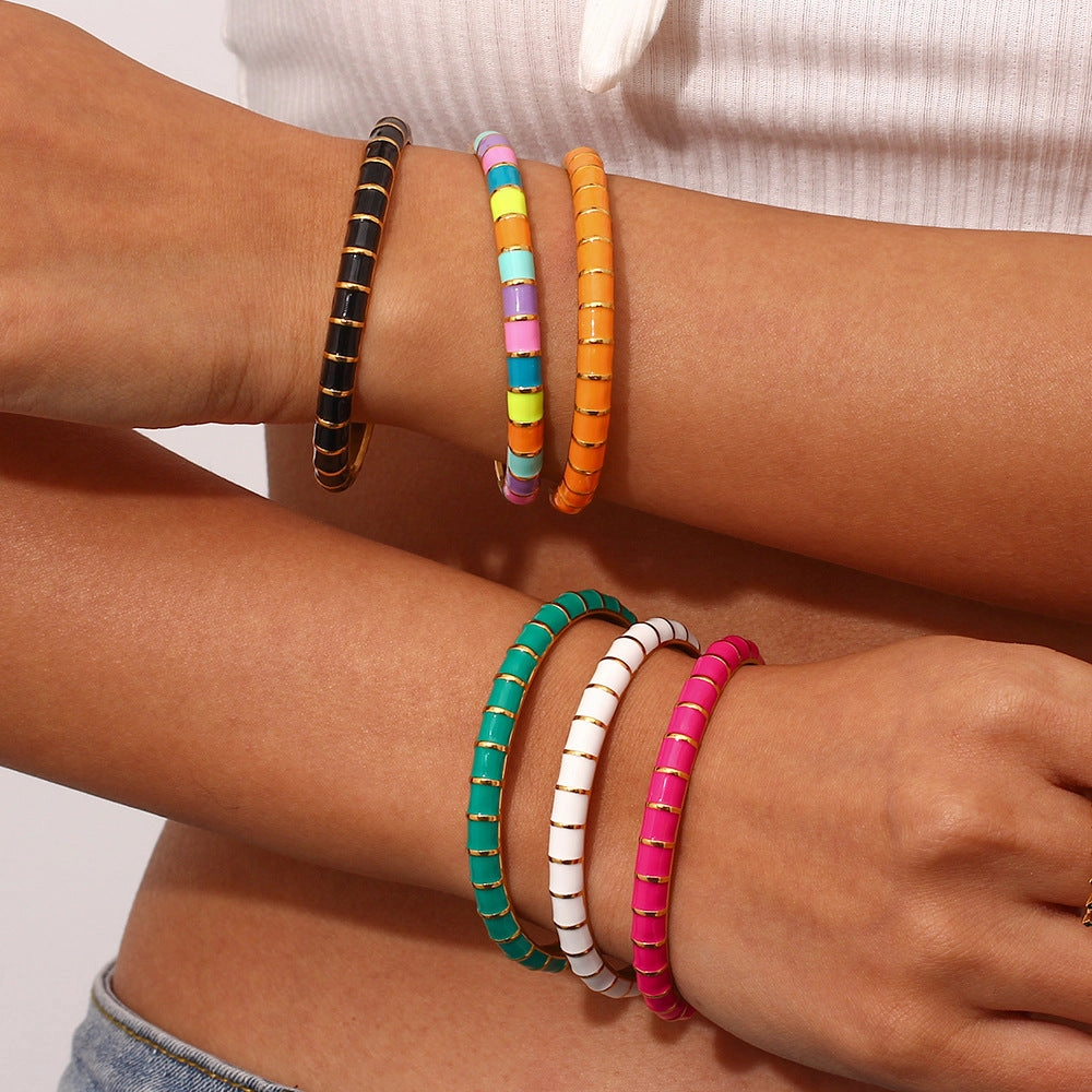 Wholesale Open Stainless Steel Gold Plated Bracelet