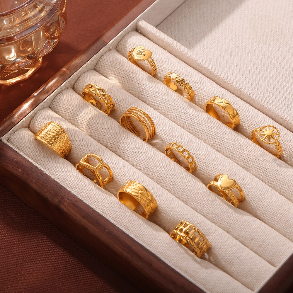 Wholesale Open Titanium Steel Gold Plated Geometric Versatile Ring