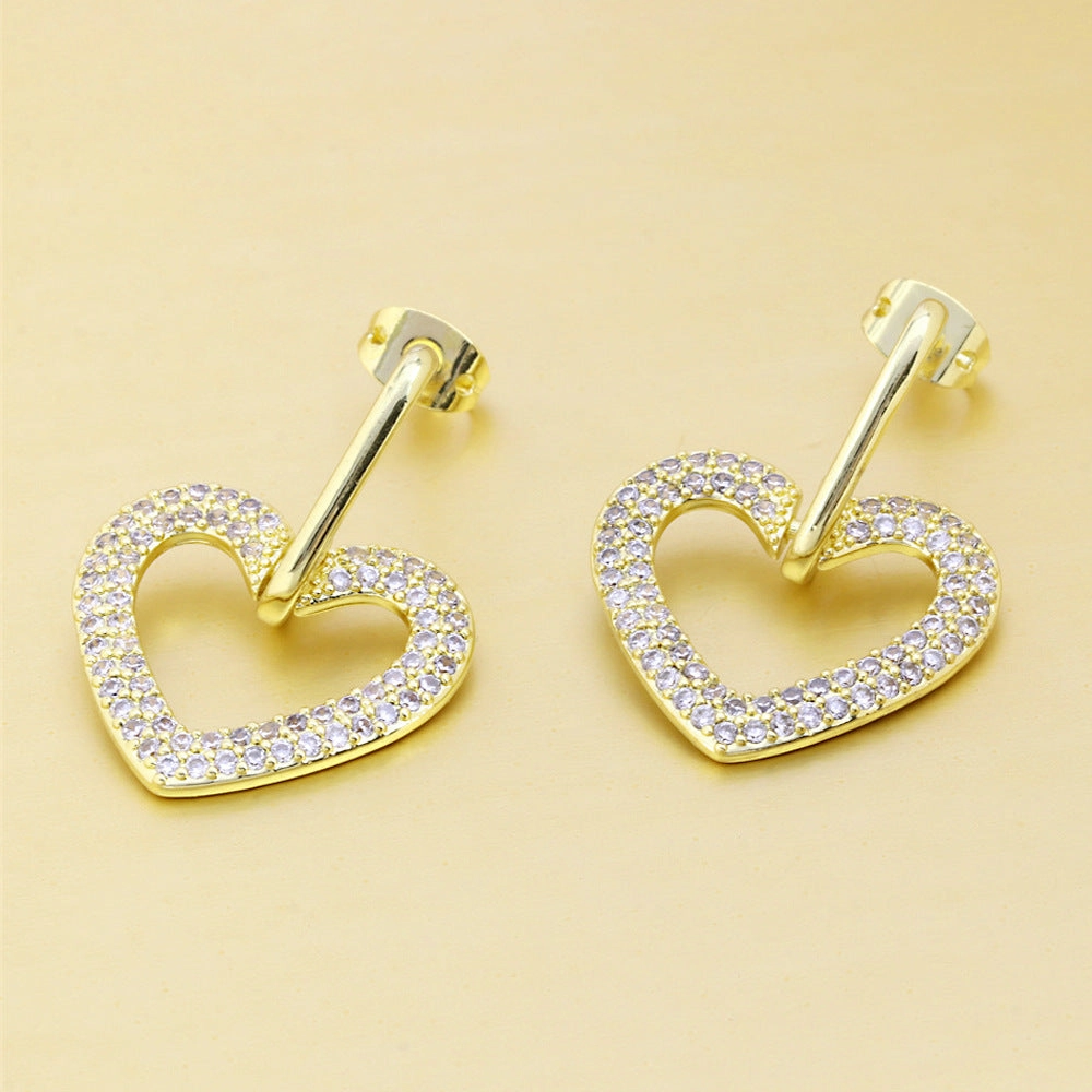 Wholesale Openwork Diamond Copper Earrings