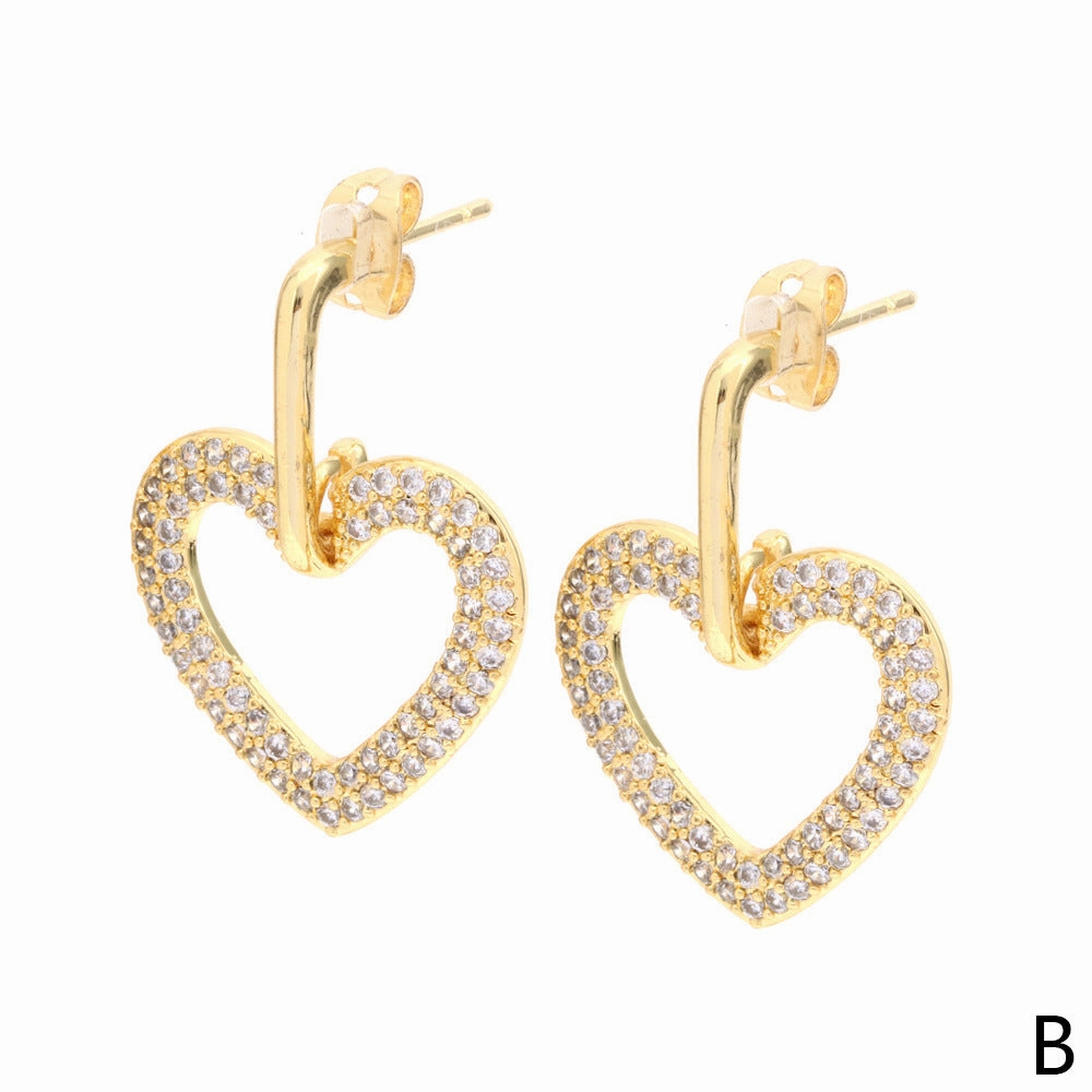 Wholesale Openwork Diamond Copper Earrings