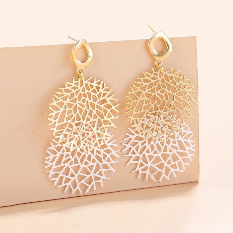 Wholesale Openwork Leaf Metal Earrings