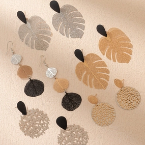 Wholesale Openwork Leaf Metal Earrings