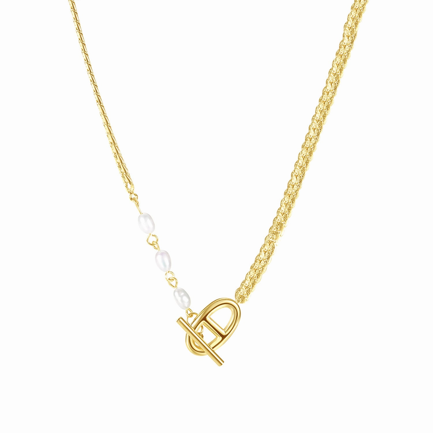 Wholesale OT Buckle Titanium Steel Pearl Necklace Clavicle Chain