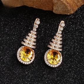 Wholesale Oval Artificial Stone Christmas Tree Earrings