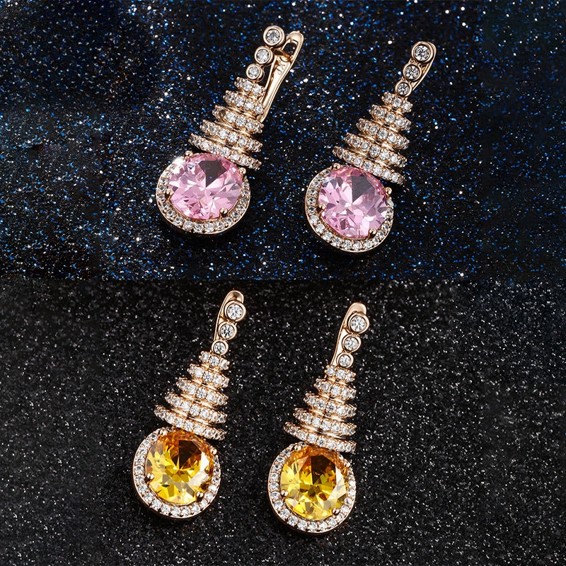 Wholesale Oval Artificial Stone Christmas Tree Earrings