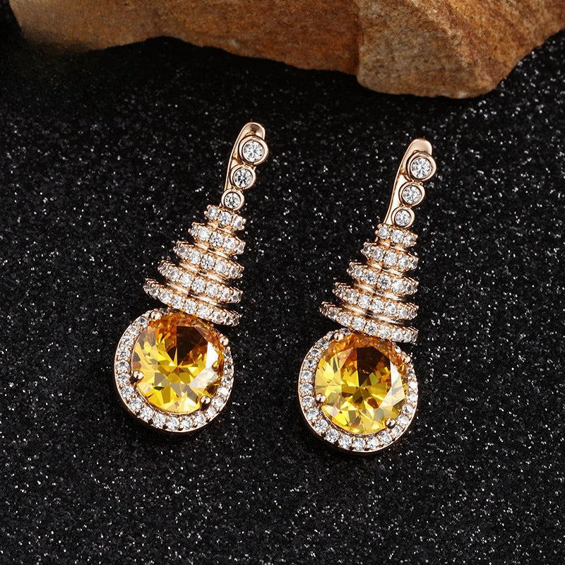 Wholesale Oval Artificial Stone Christmas Tree Earrings