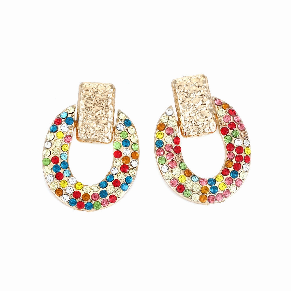 Wholesale Oval Diamond Alloy Earrings