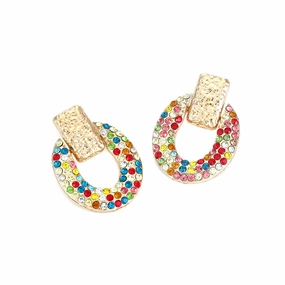 Wholesale Oval Diamond Alloy Earrings