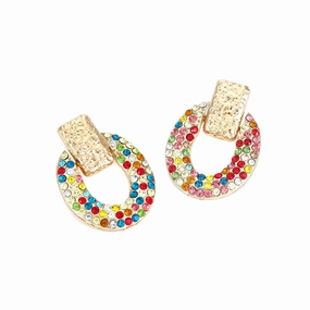 Wholesale Oval Diamond Alloy Earrings